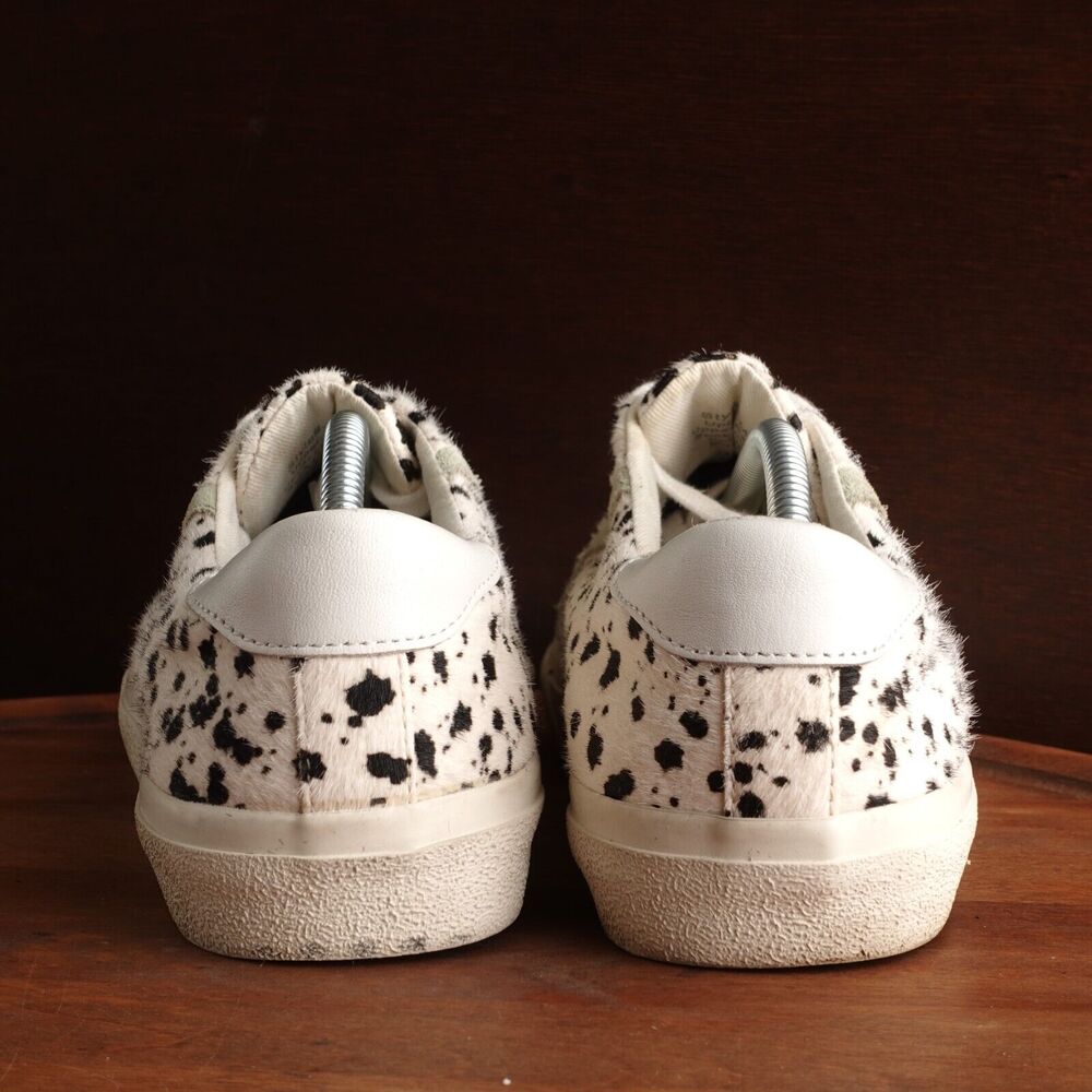 Madewell Sneakers Womens SZ 8.5 BLK White Sidewalk Low Calf Hair Splatter Shoes - Picture 6 of 12